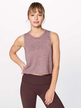 Lululemon Box It Out Crop Tank in Heathered Oxblood